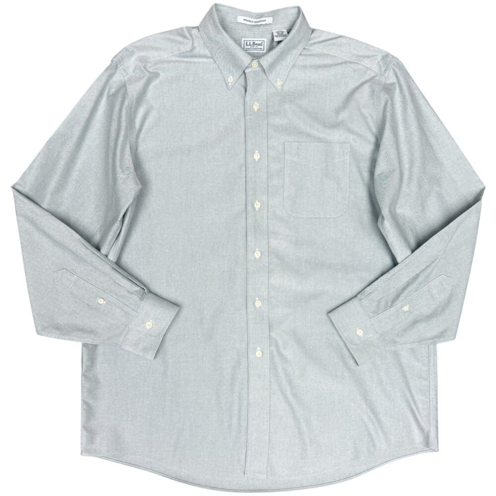 EUC Men's L.L. BEAN Wrinkle Resistant Long Sleeve Oxford Sage | Size 16.5-35 - Picture 2 of 6
